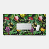 Elégant fruits tropicaux noir motif monogramme (Clavier et souris)