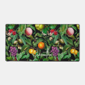 Elégant fruits tropicaux noir motif monogramme (Recto)
