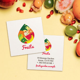 Elegant Fruity logo • Druppelvorm • Kleurrijke vru Vierkante Visitekaartje