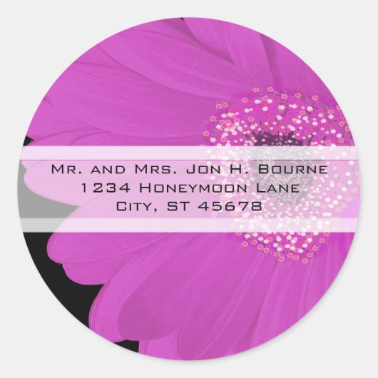 Elegant Fuchsia Gerber Daisy Wedding Stickers (Voorkant)