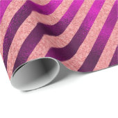 Elegant fuchsia kerstgestreepte feestdagen cadeaupapier (Rol Hoek)
