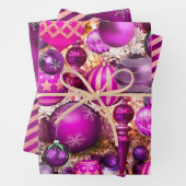 Elegant fuchsia Kerstsierans feestdagen Inpakpapier Vel (In situ)