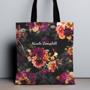 Elegant fuchsia oranje bloemenkleurenmonogram draagtas