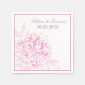 Elegant Fuchsia Pink en Gray Floral Peony Wedding Servetten (Voorkant)