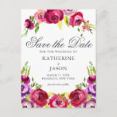 Elegant Fuchsia Pink Floral Spring Save the Date Briefkaart (Voorkant)