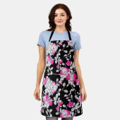 Elegant Fuchsia Pink White Black Floral Pattern Schort (Gedragen)