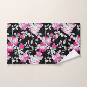 Elégant Fuchsia rose blanc noir motif floral (Serviette à main)