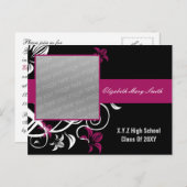 élégant fuchsia rose photo Graduation Invitation (Devant / Derrière)