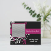 élégant fuchsia rose photo Graduation Invitation (Debout devant)