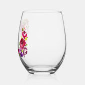 Elegant Fuchsia Roze Bloemen Bruiloft Keepsake Wijnglas Zonder Voet (Links)