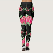 Elegant Fuchsia roze roze roze zwart Leggings (Achterkant)
