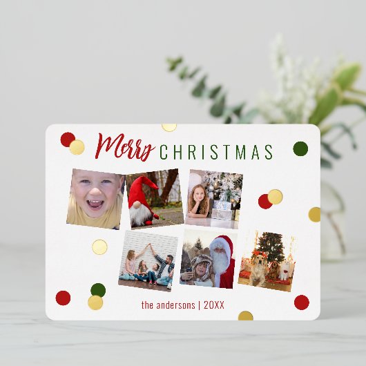 Elegant Fun Merry kerst Aangepaste foto Folie Feestdagenkaart (Staand Voorkant)