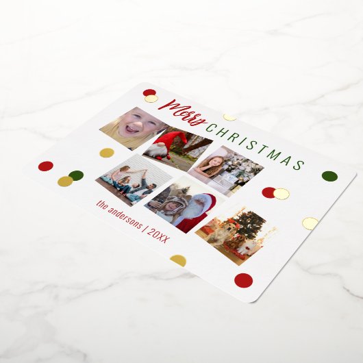 Elegant Fun Merry kerst Aangepaste foto Folie Feestdagenkaart (Gedraaid)