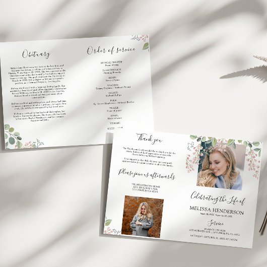 Élégant funérailles de photos florales | Programme