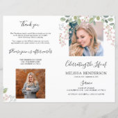 Élégant funérailles de photos florales | Programme (Devant)