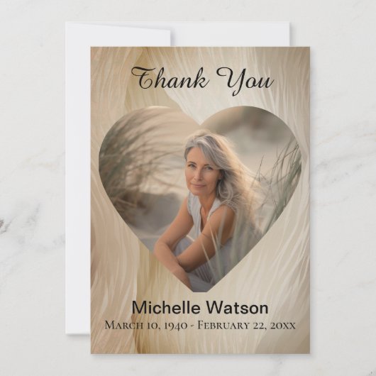 Elégant Funéraire Coeur Photo Or Merci (Devant)