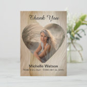 Elégant Funéraire Coeur Photo Or Merci (Debout devant)