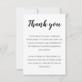 Elégant Funéraire Noir Blanc Merci Avec Photo (Devant)