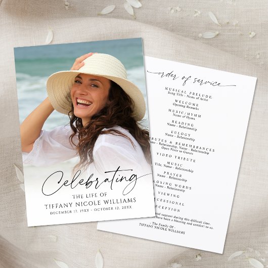 Elegant Funeral Celebration of Life Photo Script Programma