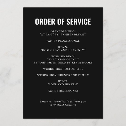 Elegant Funeral Ceremony Programs with Photo Programma (Achterkant)