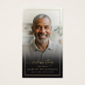 Elegant Funeral Photo Black Gold Prayer Card (Devant)