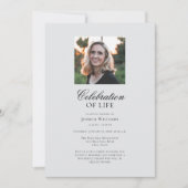 Elegant Funeral Photo Celebration of Life Kaart (Voorkant)