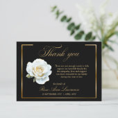 Elegant Funeral White Rose Gold Frame Bedankkaart (Staand voorkant)