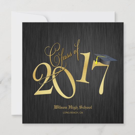Elegant Funky Gold Class of 2017 Afstuderen Kaart (Voorkant)