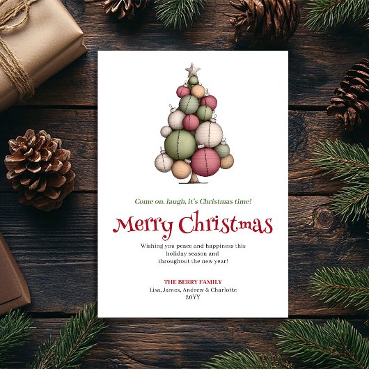 Elegant funny Christmas tree greeting card Feestdagenkaart
