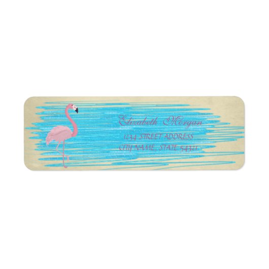 Elegant Funny Cute Pink Flamingo Label (Voorkant)