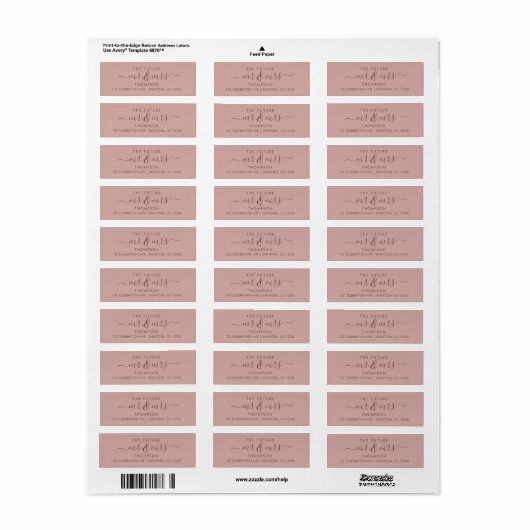 Elegant Future MR en MRS Address Cinnamon Roos Etiket (Full Sheet)