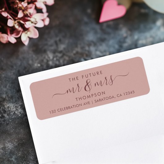 Elegant Future MR en MRS Address Cinnamon Roos Etiket