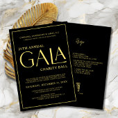 Elegant Gala Event Charity Fundraiser Black Gold Kaart
