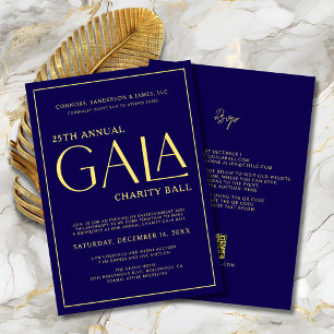 Elegant Gala Event Charity Fundraiser Blue Gold Kaart