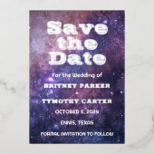 Elegant Galaxy Celestial QR Code Constellation Folie Uitnodiging (Voorkant)