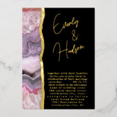 Elegant Galaxy Geode Pink & Gold Wedding Folie Uitnodiging (Voorkant)