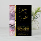 Elegant Galaxy Geode Pink & Gold Wedding Folie Uitnodiging (Staand Voorkant)
