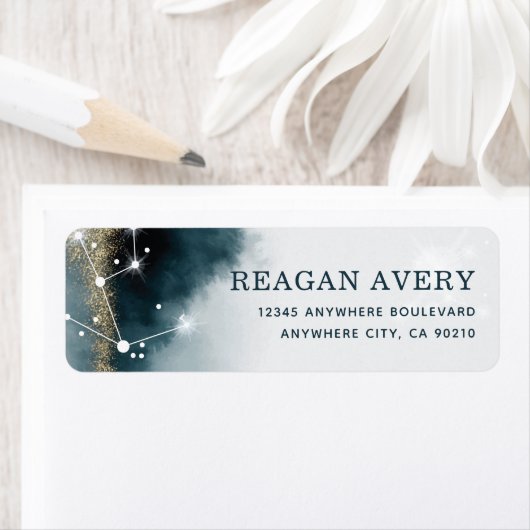 Elegant Galaxy Stars Wedding Address Etiket (Insitu)