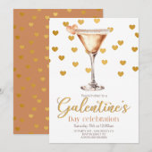 Elegant Galentine's Day party Invitation Kaart (Voorkant / Achterkant)