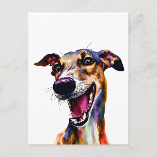 Elegant Galgo Portret met een Pop van Kleur Briefkaart (Voorkant)