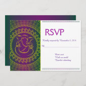 Elegant Ganesh | Indiase God Paarse RSVP-kaarten Kaart (Voorkant / Achterkant)