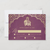 Elégant Ganesha de mariage RSVP carte or (Devant)