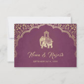 Elégant Ganesha de mariage RSVP carte or (Dos)