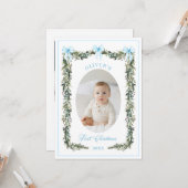 Elegant Garçon Premier Carte photo de Noël (Devant/Arrière en situation)