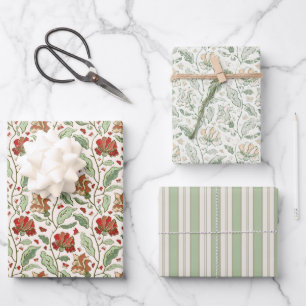 Elegant Garden Flowers and Butterflies Set Inpakpapier Vel