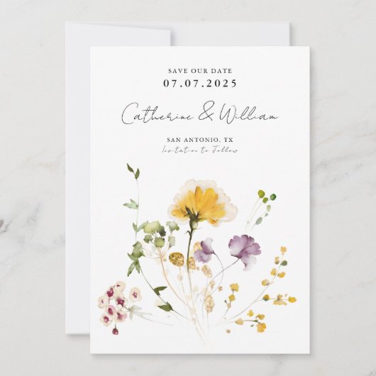 Elegant Garden Flowers Save The Date (Voorkant)