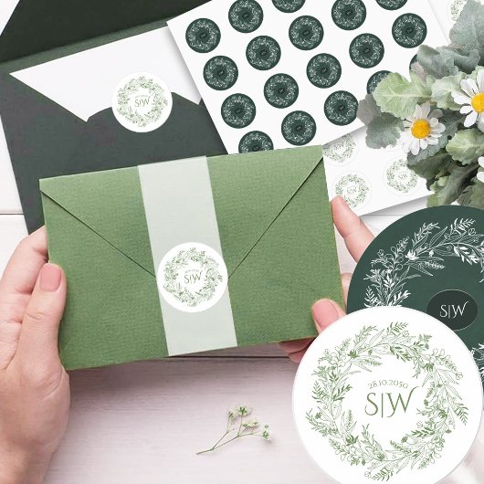 Elegant Garden-Inspired Wedding Ronde Sticker