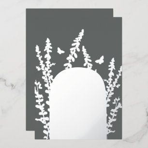 Elegant Garden Leaves en Butterflies Wedding Folie Uitnodiging