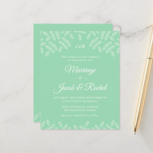 Elegant Garden Leaves Mint GreenWedding Invitation