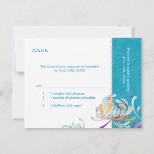 Elegant Garden Mum Turquoise Wedding RSVP Kaartje